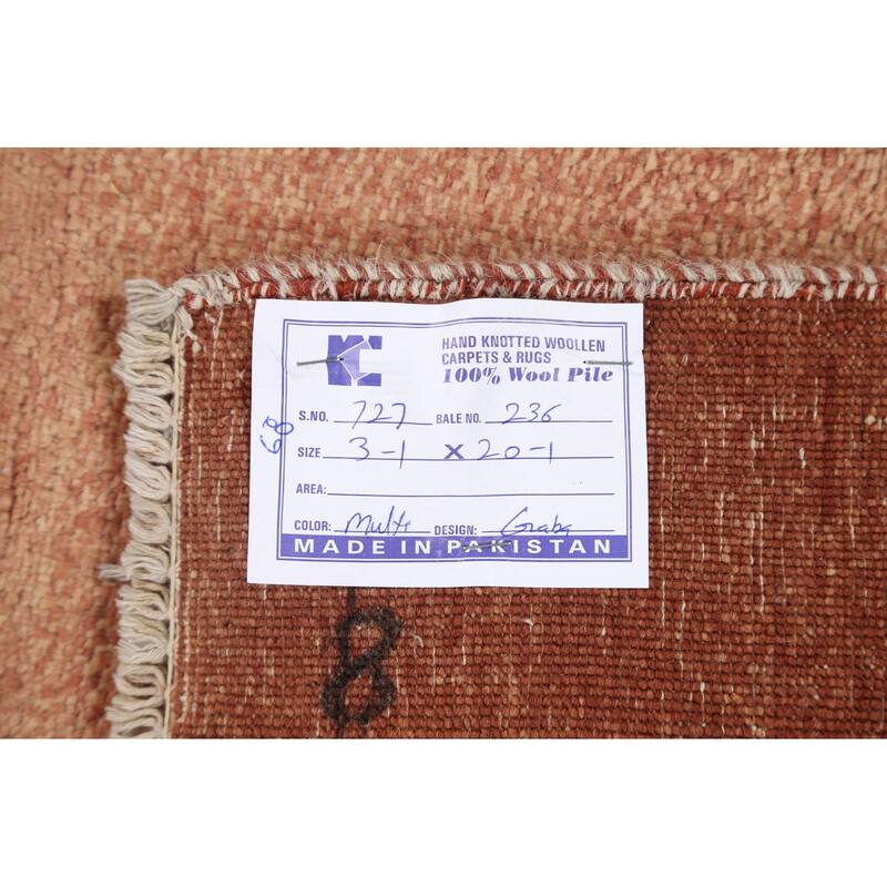 Modern Gabbeh Kashkoli Oriental Long Runner Rug Wool Handmade - 3'1" x 20'1"