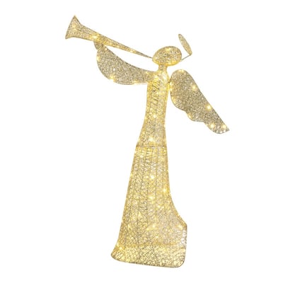 4ft 130Led Warm White Garden Angel Decoration - Gold