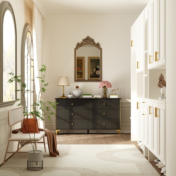 White lacquer sales 6 drawer dresser