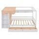 preview thumbnail 24 of 25, Multifunction Full Size House Bed Frame w/ 2 Drawers & Built-in Wardrobe(with Curtain), Wood Storage Bed Frame for Kids, Teens