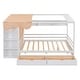 preview thumbnail 19 of 30, Wooden Natural Full size House Bed with 2 Drawers and Built-in Wardrobe