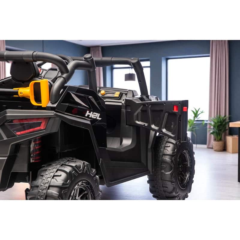 24V 4WD 2-Seater Kids Ride On UTV with Remote Control, Bluetooth Music, Dual Doors, LED Headlights,Suspension & Battery Display