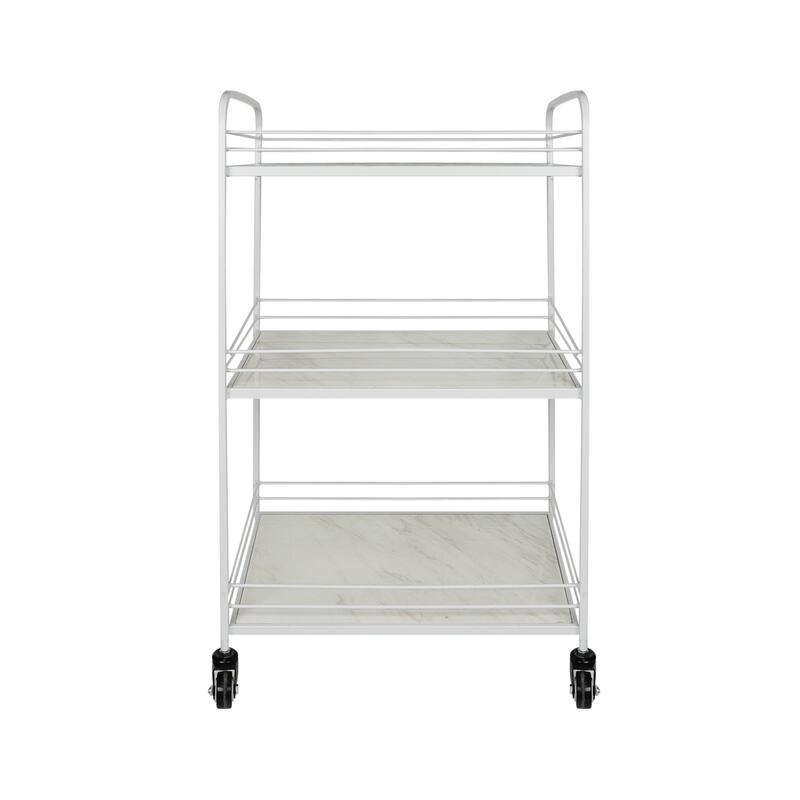 DesignStyles 3 Shelf Metal Cart with Tile Shelves and Wheels