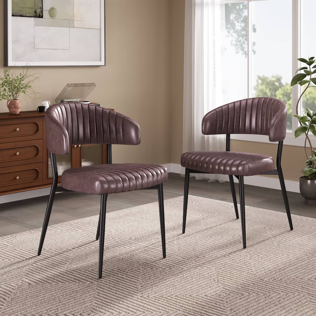 Christopher Knight Home - Curved Back Faux Leather Upholstered Dining Chair