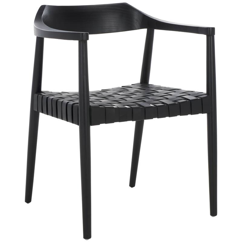 SAFAVIEH Diana Solid Wood & Leather Accent Chair (Fully Assembled) - W22" x D21" x H29" - 22Wx21Dx29H