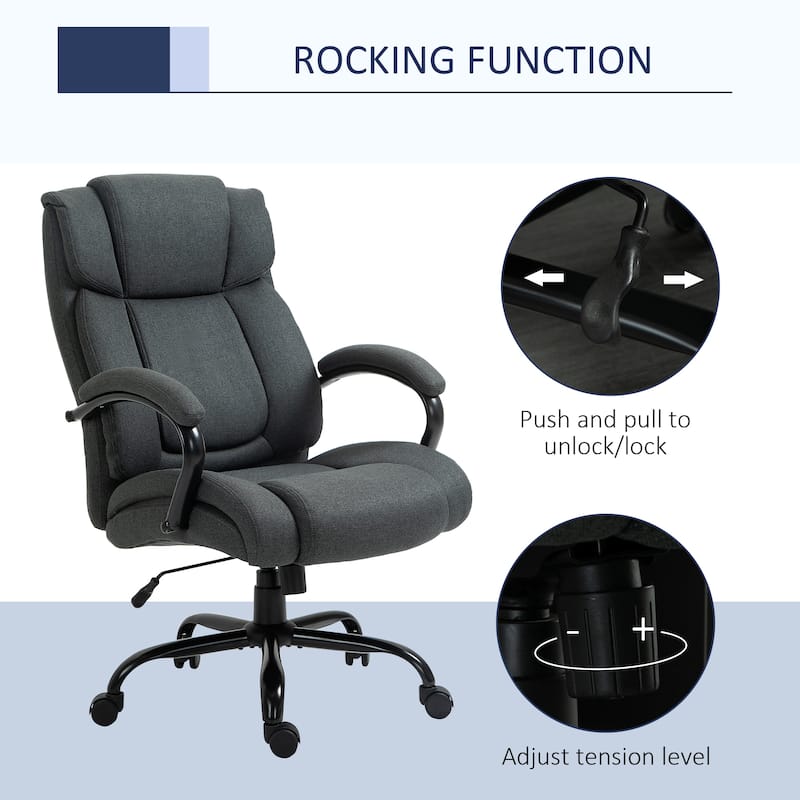 Vinsetto Big and Tall Executive Office Chair High Back Computer Desk Chair Ergonomic Swivel Chair with Linen Fabric