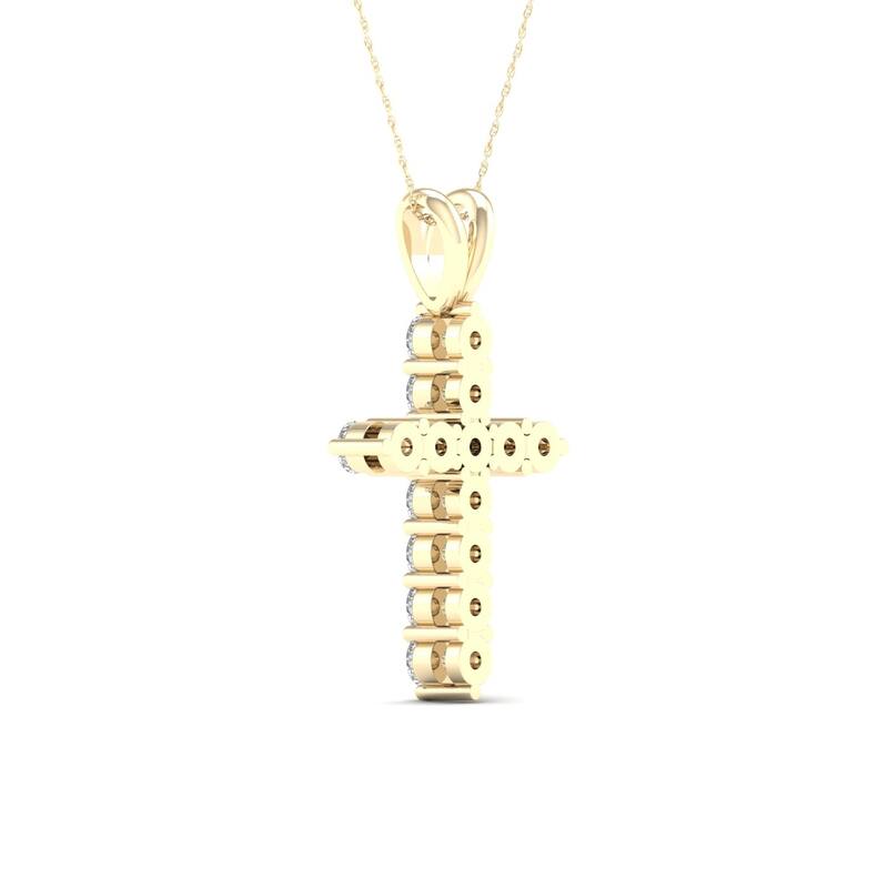 1 1/4ct TDW Diamond Cross Pendant Necklace in 14k Gold for Women