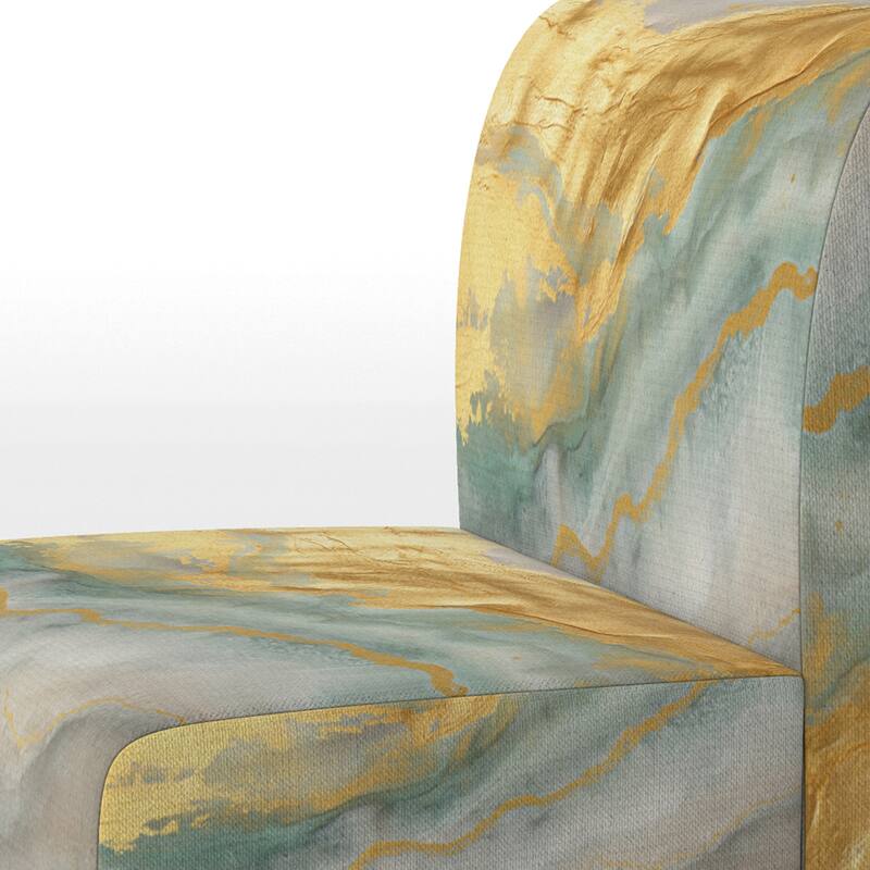 Designart "Coast Blue Sea Waves Watercolour" Upholstered Abstract Accent Chair - Modern Arm Chair For Bedroom