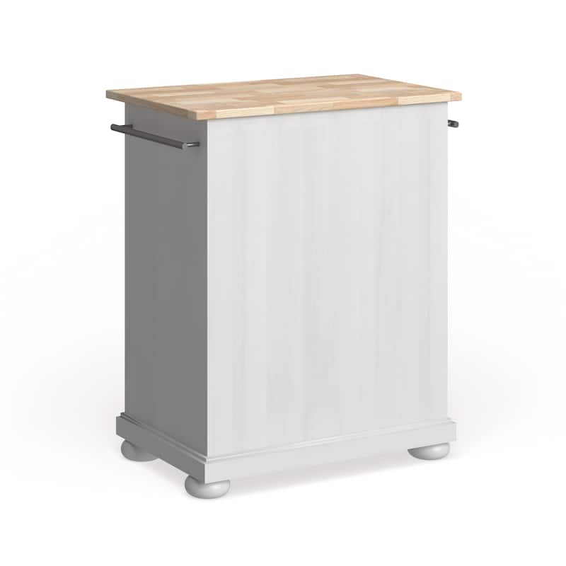 Crosley Alexandria Wood Top Portable Kitchen Island in White Finish - 18"d x 31"w x 33.5"h