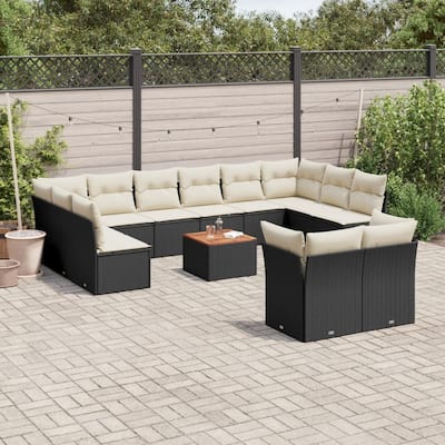 vidaXL Garden Sofa Set Black, Cream White - 24.4 x 24.4 x 27.2