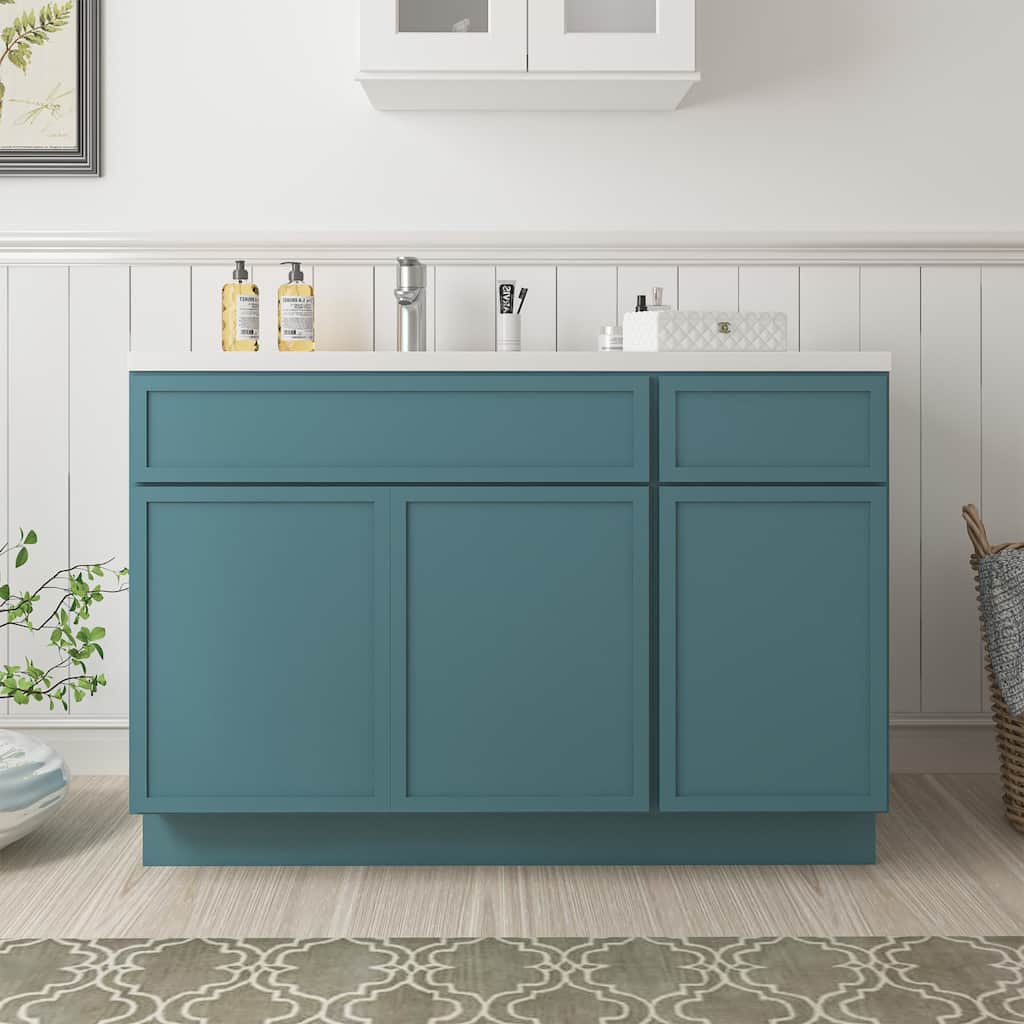 Vanity Art 54" Birch Freestanding Bathroom Vanity Cabinet without Top
