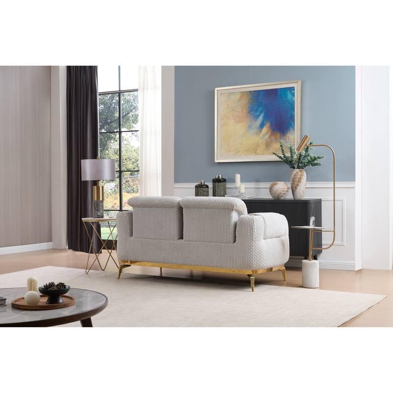 Zoe Loveseat in Cream and Gray