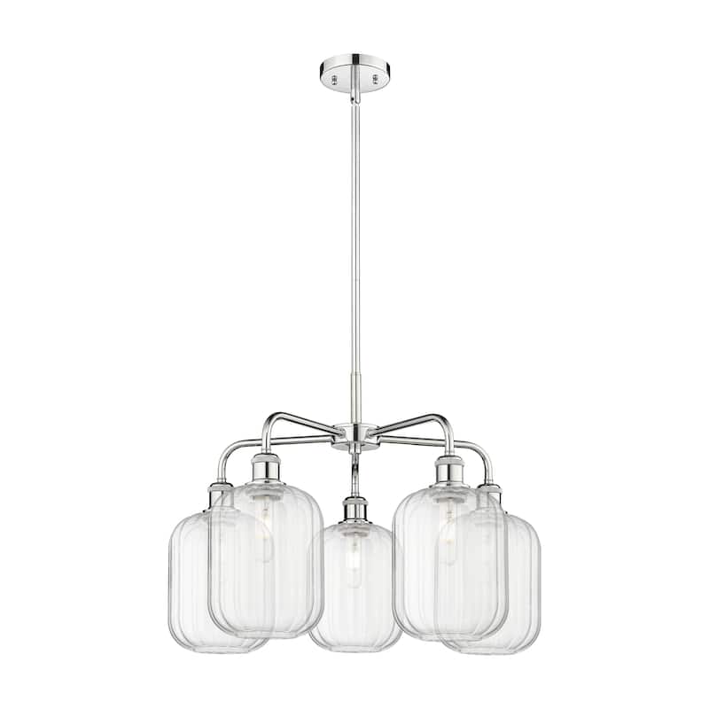 Innovations Lighting Endless Possibilities Ballston - Preston - 5 Light 25" Jar Shade Stem Hung Chandelier - Clear/Polished Chrome