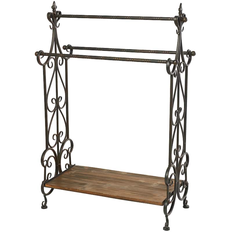 Black Wood Scroll Quilt Rack
