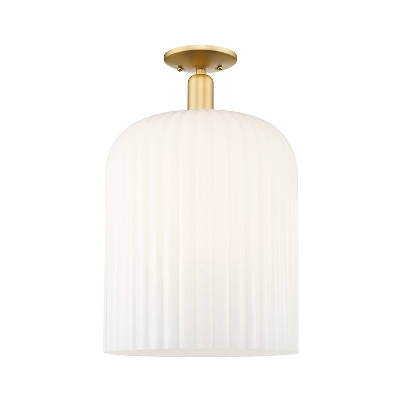 Innovations Lighting 716-1C-19-12 Bridal Veil Semi-Flush Bridal Veil - Satin Gold / Gloss White