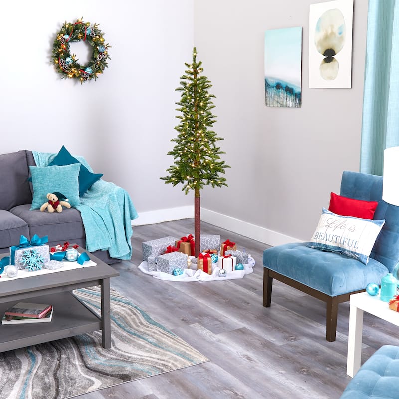 6ft. Alpine Artificial Christmas Tree with 100 Clear Microdot Multifunction LED Lights - Minimalist Festive X-Mas Tree