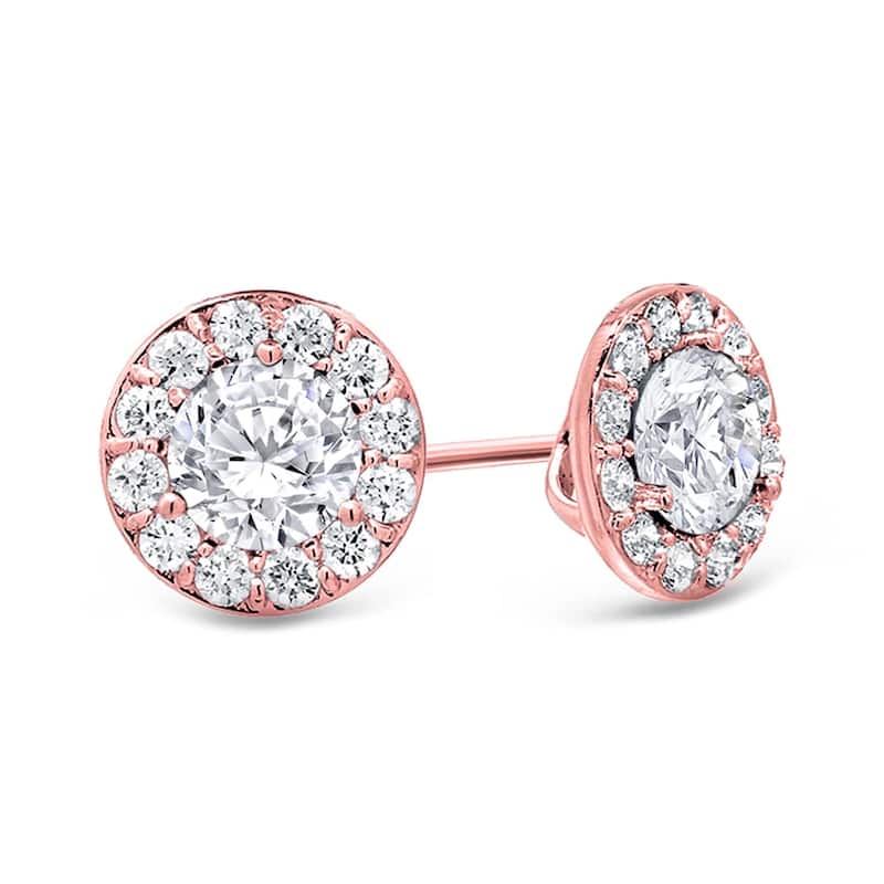 Auriya 14k Gold 1 1/2ctw Round Halo Diamond Stud Earrings - Rose