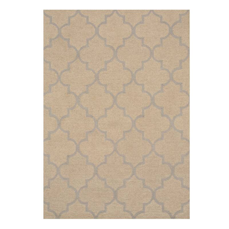 Beige Traditional Trellis Moroccan Area Rug - Elegant and Timeless Design - 5' x 7'