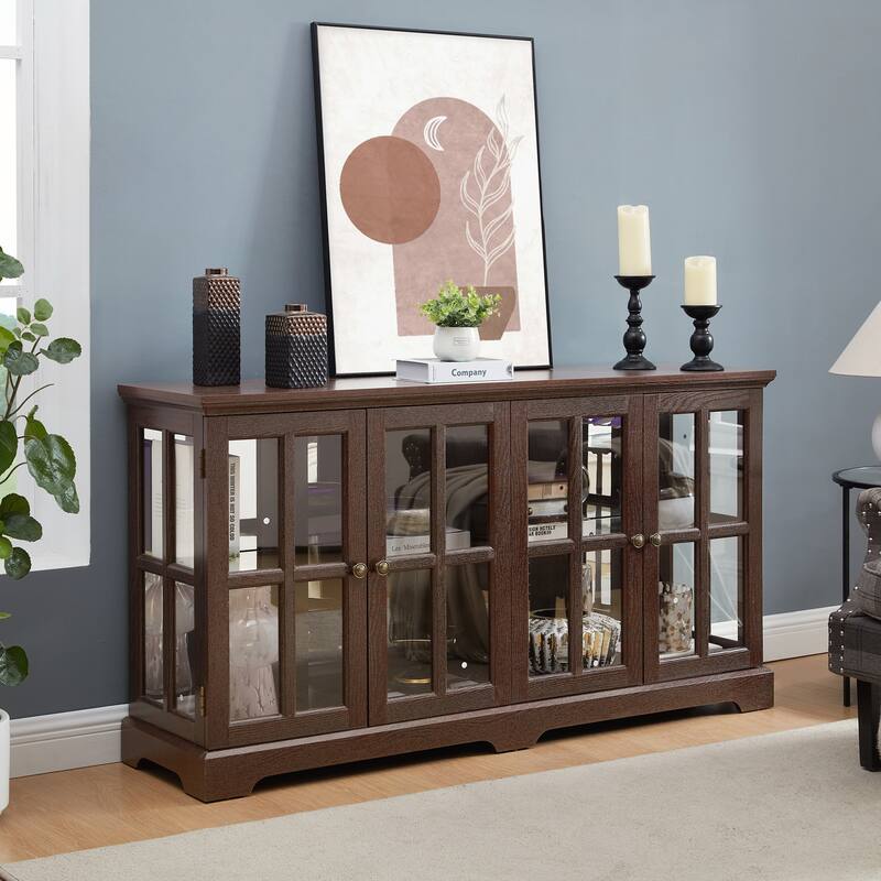LED Curio Display Cabinet Antique Display Cabinet with Glass Doors
