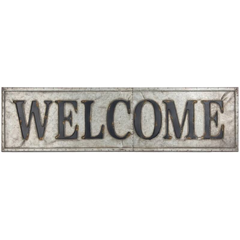 A&B Home Iron Welcome Sign - Gray/Black - Antique Silver/Black
