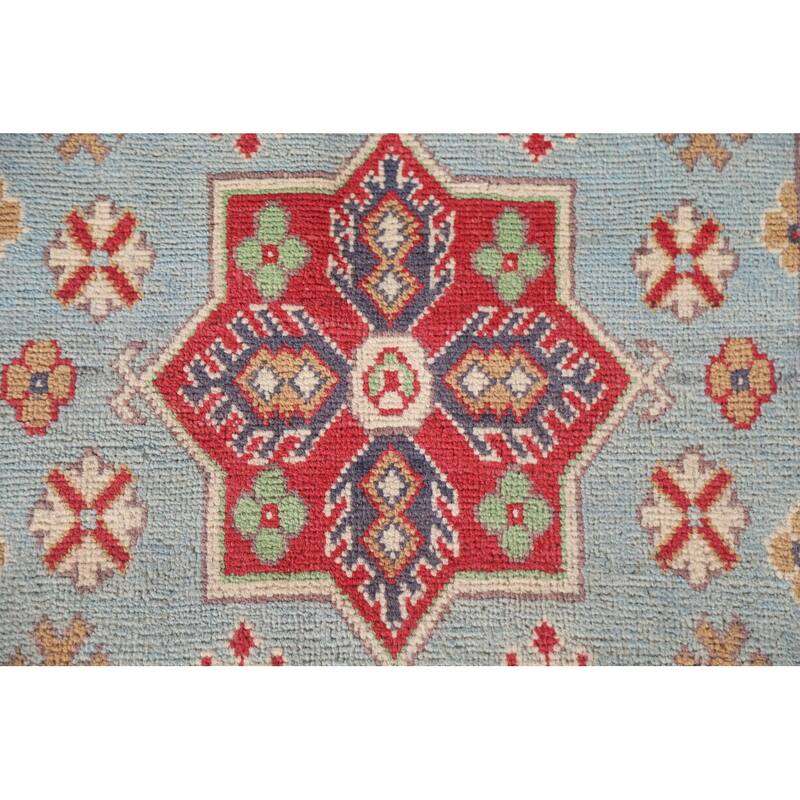 Hand Knotted Oriental 100% Wool Carpet Traditional Geometric Red Kazak Area Rug - 9' 8'' X 6' 3''