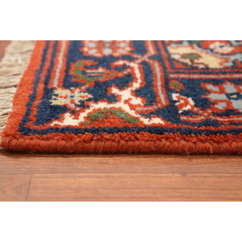 Hand Knotted Oriental 100% Wool Carpet Traditional Geometric Oranges & Rust Heriz (serapi) Area Rug - 4' 11'' X 3' 0''