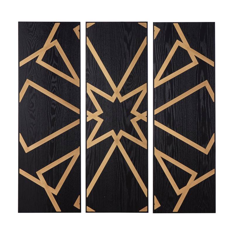 Meleane Contemporary Black Wood Wall Panel (Set of 3) Bed Bath