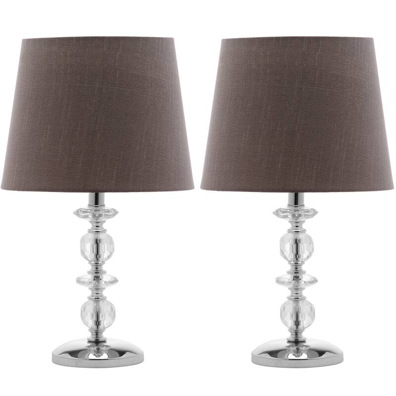 SAFAVIEH Lighting 15-inch Derry Grey Shade Stacked Crystal Orb Table Lamp (Set of 2) - 9"W x 9"D x 15"H