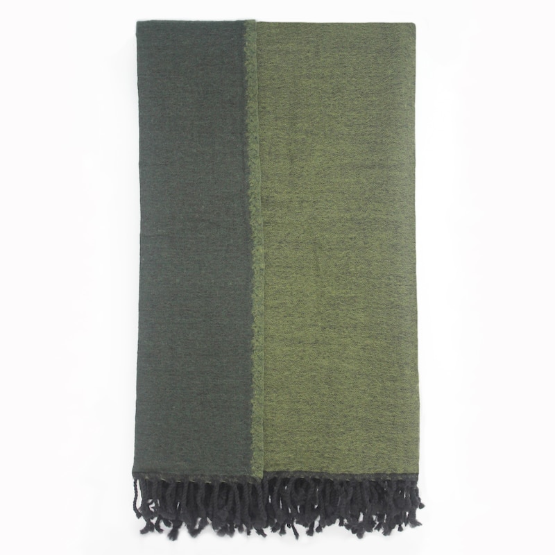 100% Merino Wool Collection Dark Green And Green Reversible Throws