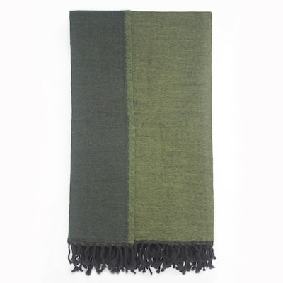 100% Merino Wool Collection Dark Green And Green Reversible Throws