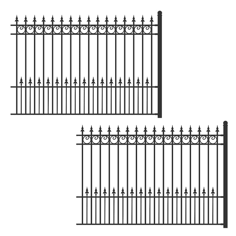 ALEKO Yard Garden Prague Style Steel 8' x 5' Black Fence Set of 2 Panels
