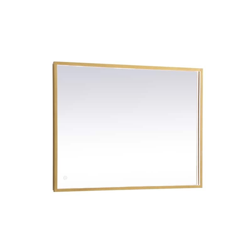 Indigo Home 27x36 inch LED mirror with adjustable color temperature - Brass