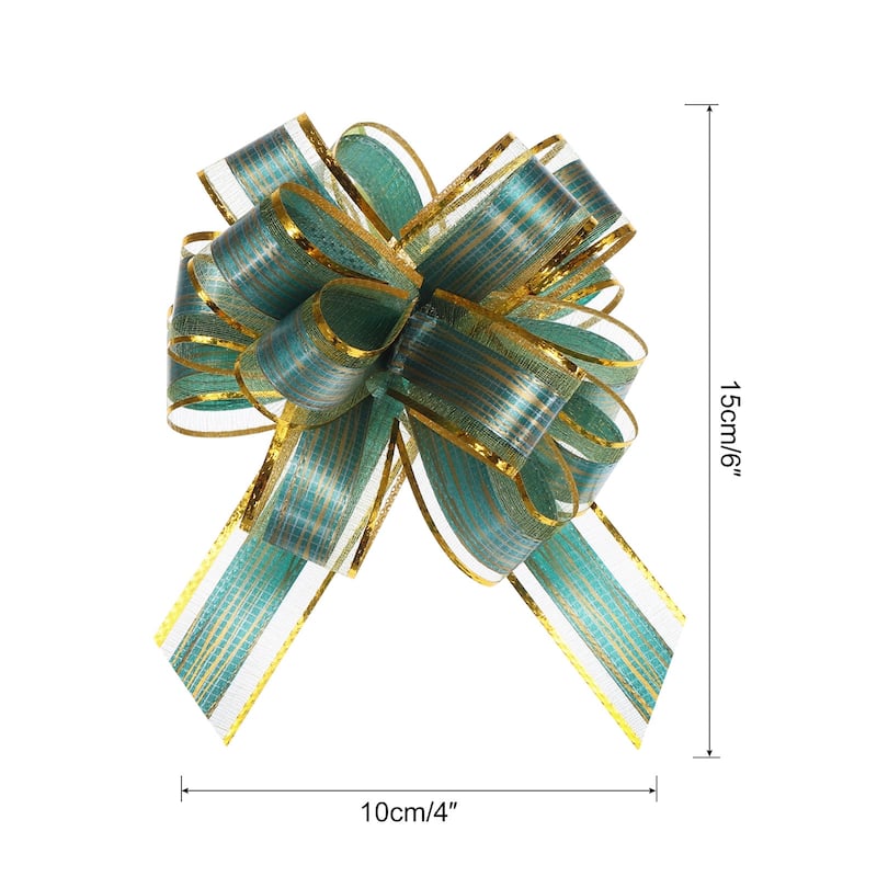 10pcs 6 Inch Large Pull Bow Gift Wrapping Bows Ribbon Organza - Green
