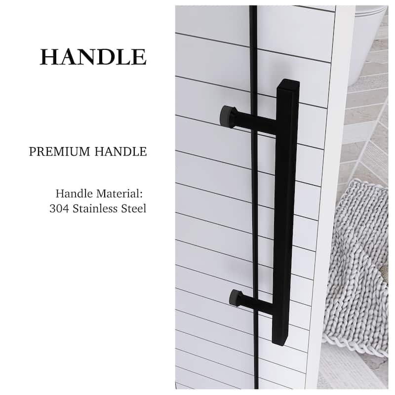 60 in. W x 76 in. H Frameless Single Sliding Shower Doors with Clear Tempered Glass - 60" x 76" in.