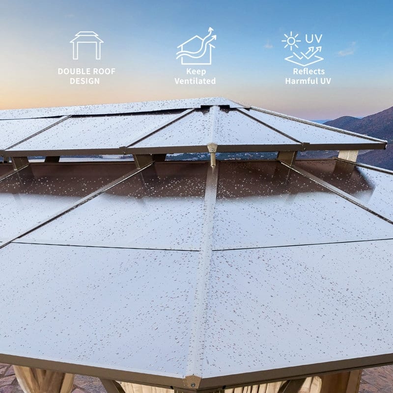 Outdoor Premium Wood Gazebo with Double Hardtop Roof | Durable & Elegant Outdoor Pergola for Backyard, Patio & Garden