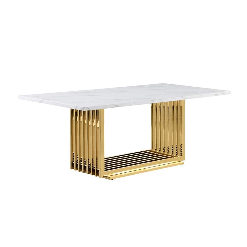 Best Quality Furniture D312/3-SC320-7 Dining Set with 79" White Marble Top