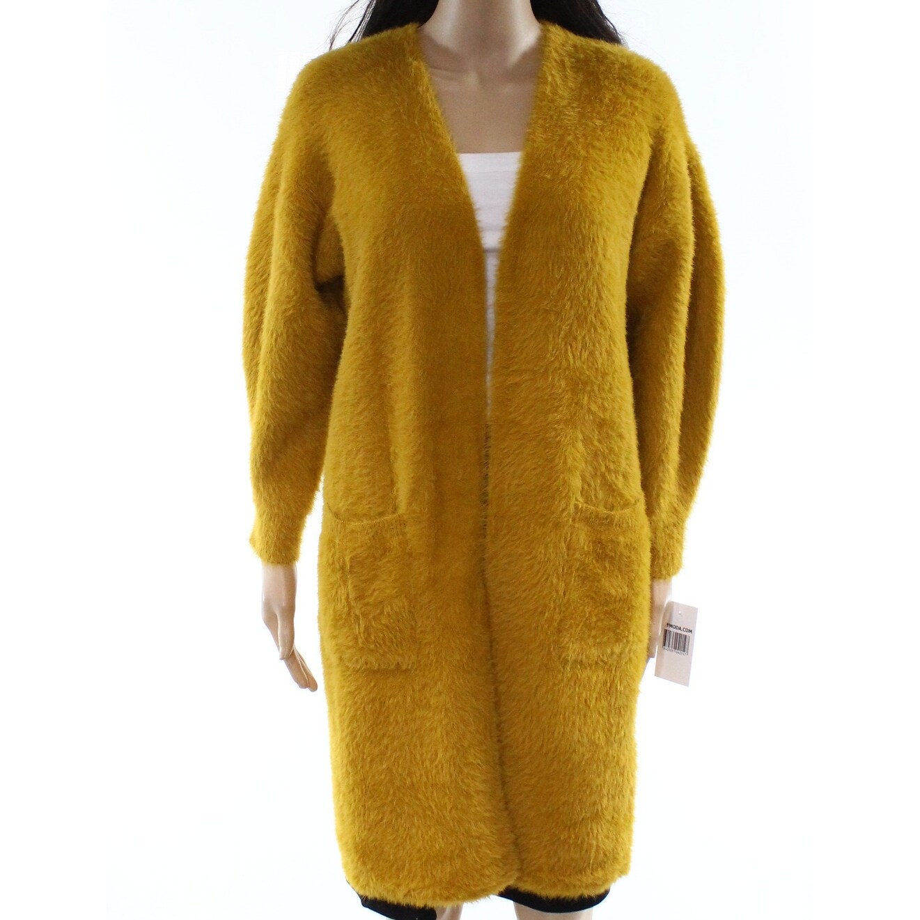 yellow fuzzy cardigan