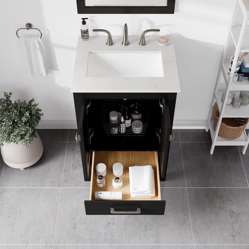 Eviva Aberdeen 24"W Bath Vanity with Carrara Quartz Top