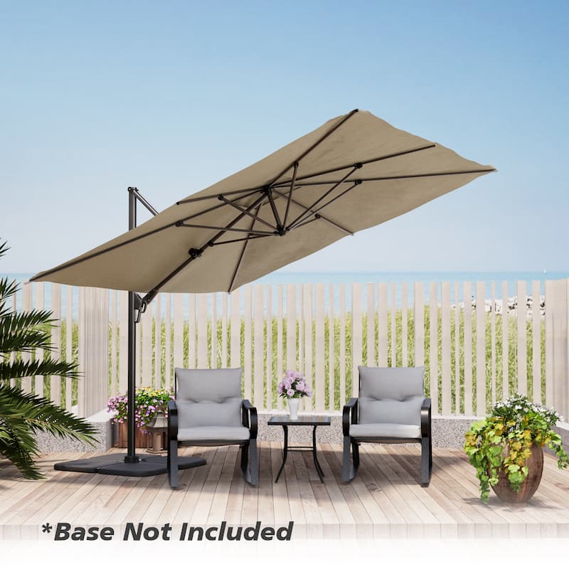 10 x 13 ft Aluminum Crank-lift Cantilever Patio Umbrella - Khaki