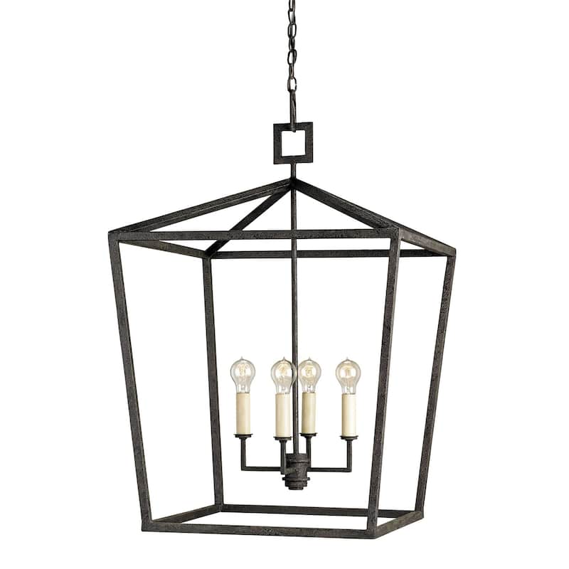 Currey & Company Denison Black Large Lantern - 41"h x 26"w x 26"d - 41"h x 26"w x 26"d - Molé Black