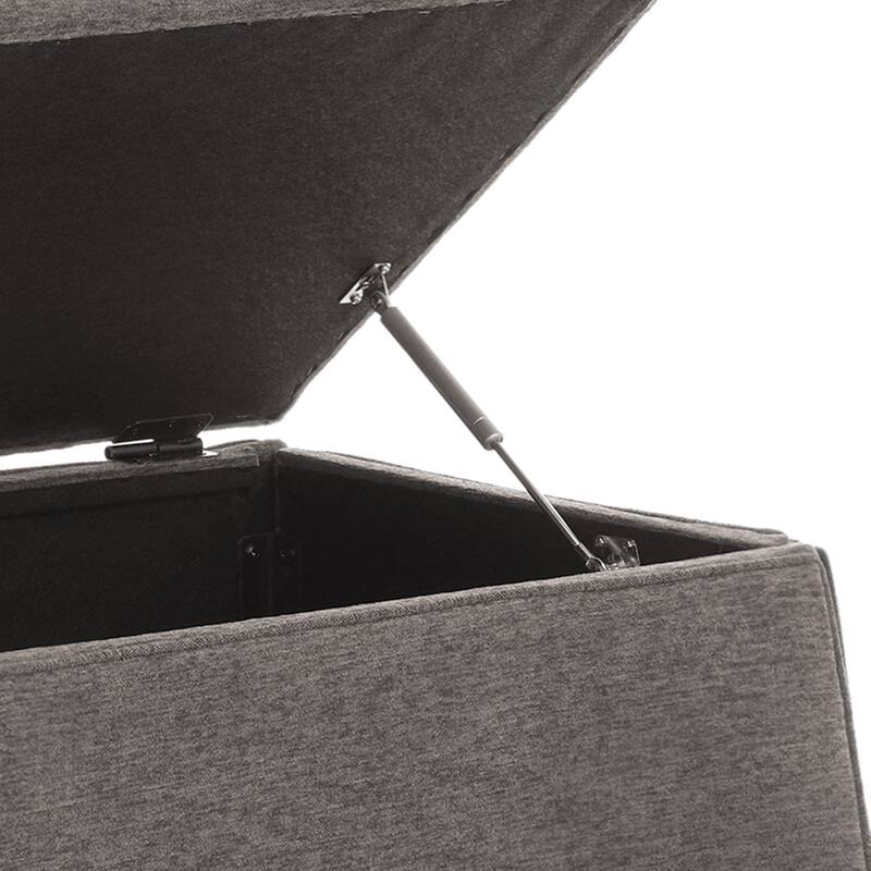 2 Set Rectangle Chenille Upholstered Storage Ottoman