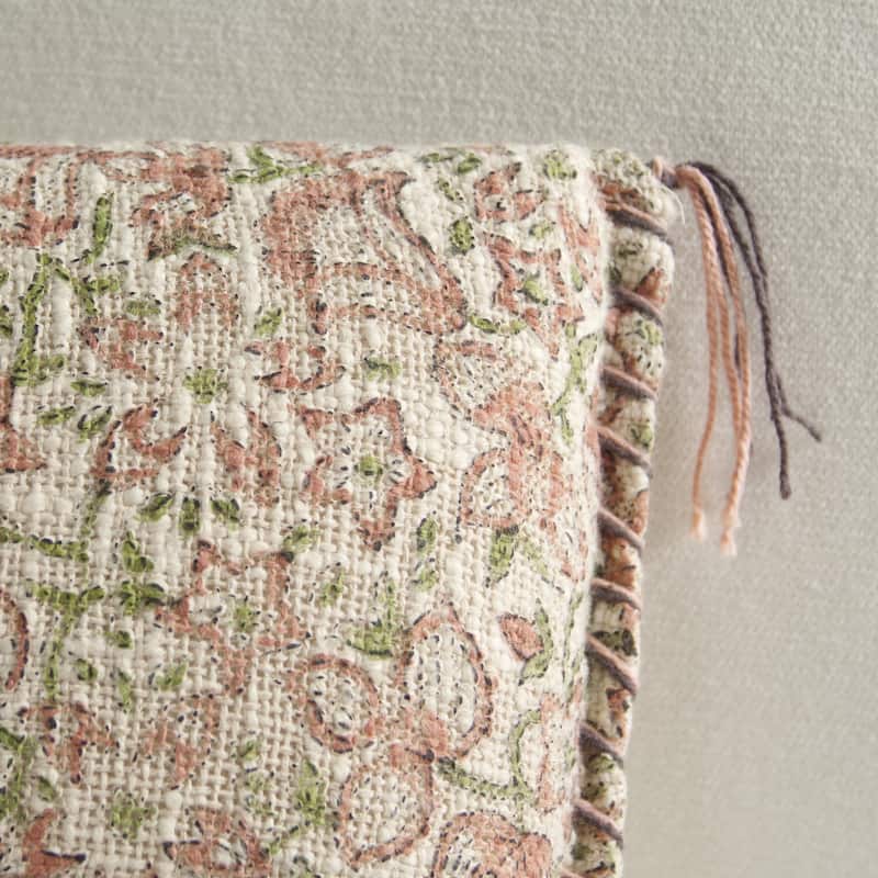 SAFAVIEH Home Rosette 8 x 36-inch Terracotta/Green Cotton Bolster Pillow