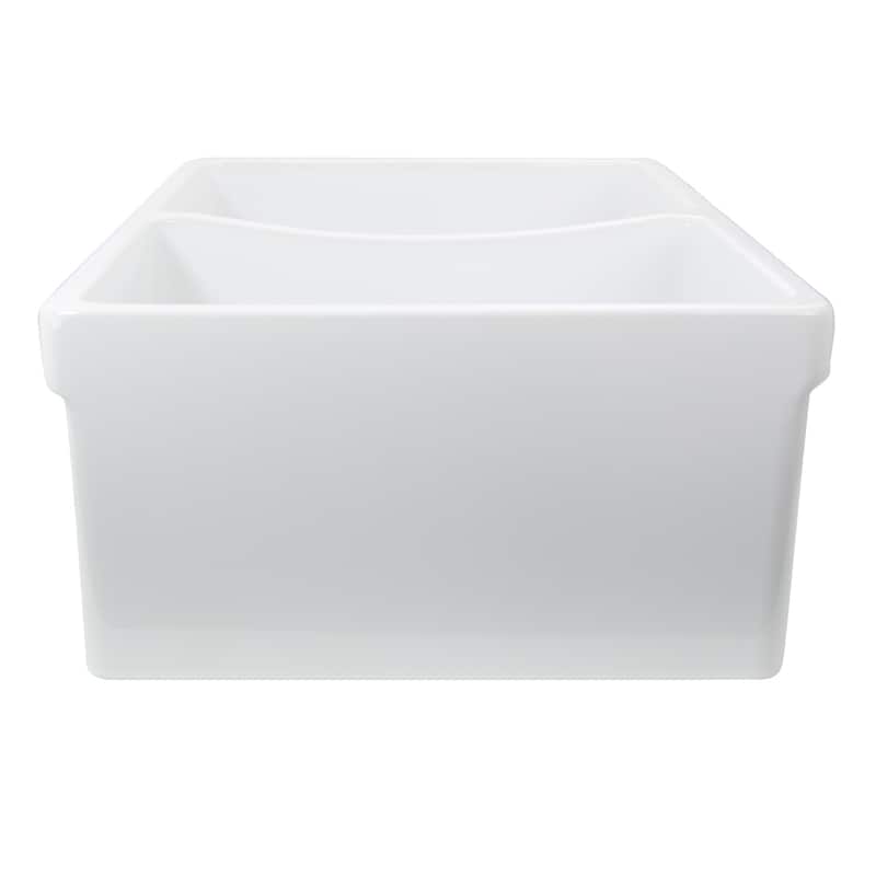 Highpoint Collection Fireclay 33-inch Double Bowl Fireclay Farmsink