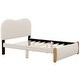 preview thumbnail 11 of 11, Full Size Upholstered Platform Bed With Wood Supporting Feet, Beige