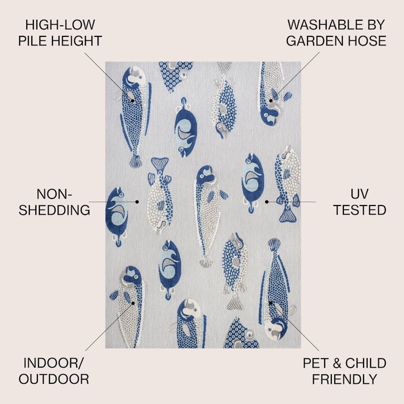 JONATHAN Y Aranciata Modern Fish High-Low Indoor/Outdoor Area Rug