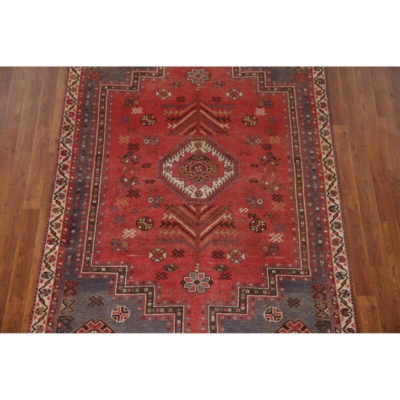 Vegetable Dye Qashqai Persian Antique Rug Tribal Wool Carpet - 4'9"x 7'5"