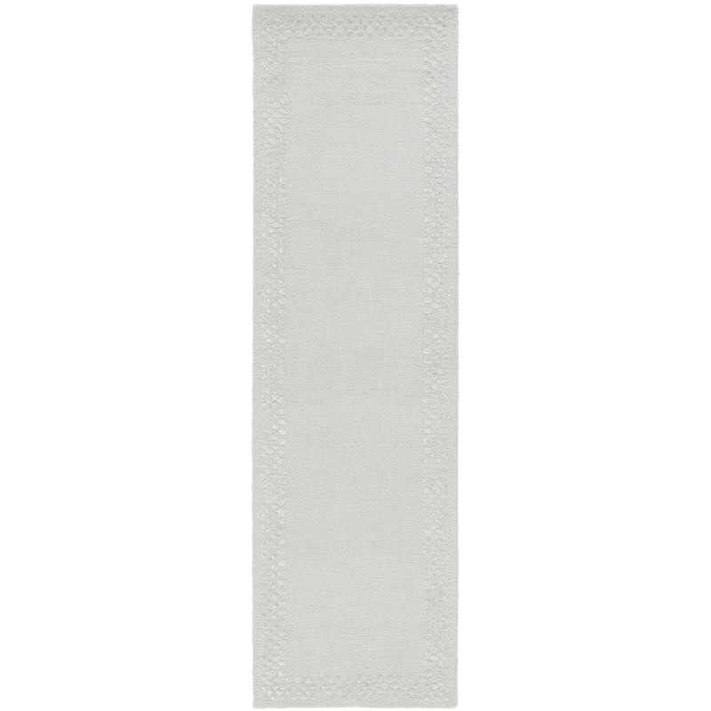 SAFAVIEH Handmade Glamour Printed Border Viscose Rug - 2'3" x 8' Runner - Light Grey