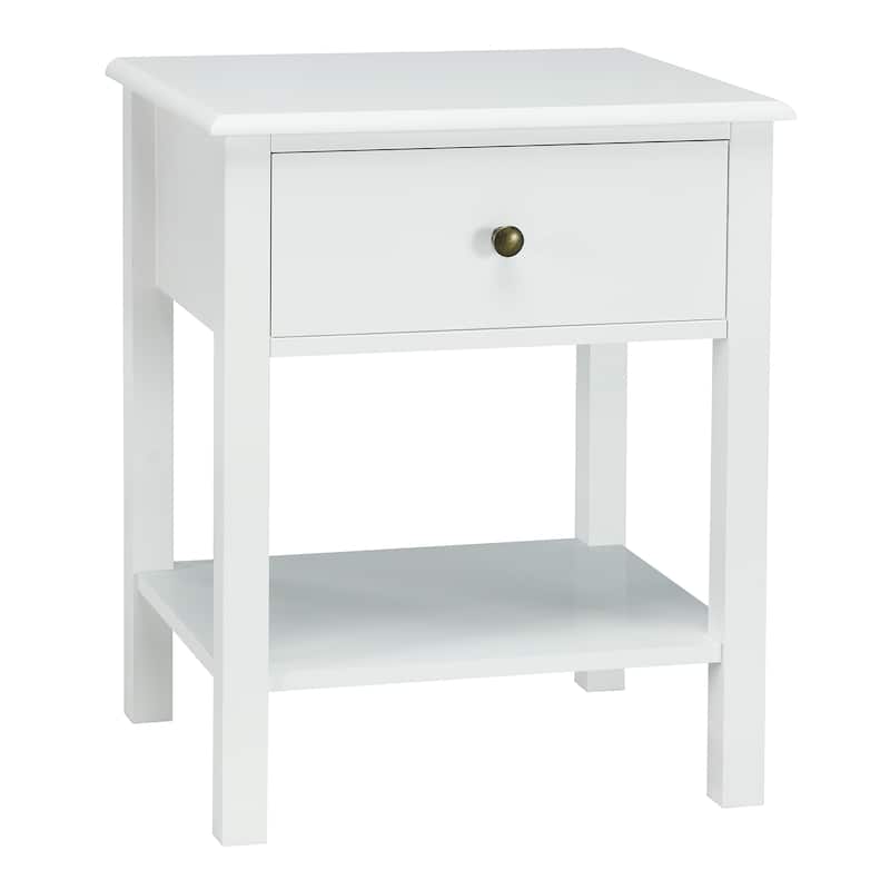 Modern End Table Nightstand with Storage Drawer - White