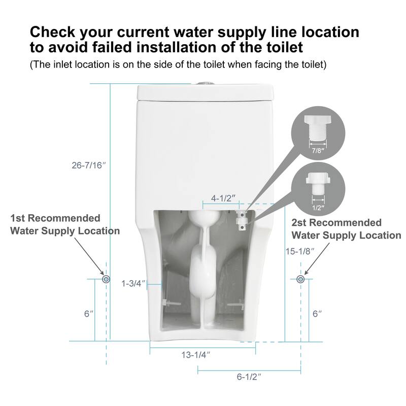 HOROW 1 Piece Dual Flush Elongated Toilet White 0.8 1.28 GPF Seat Included - N/A