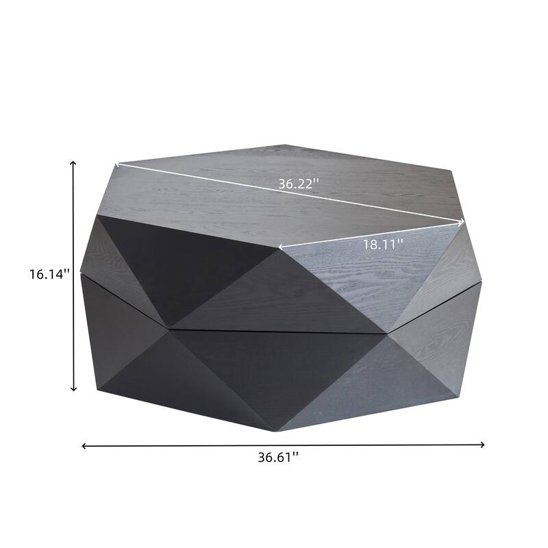 GDFStudio Corvyn Polygon Flip-Top Coffee Table with Hidden Storage and Solid Wood Veneer